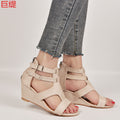 Double Buckle Wedge Sandals
