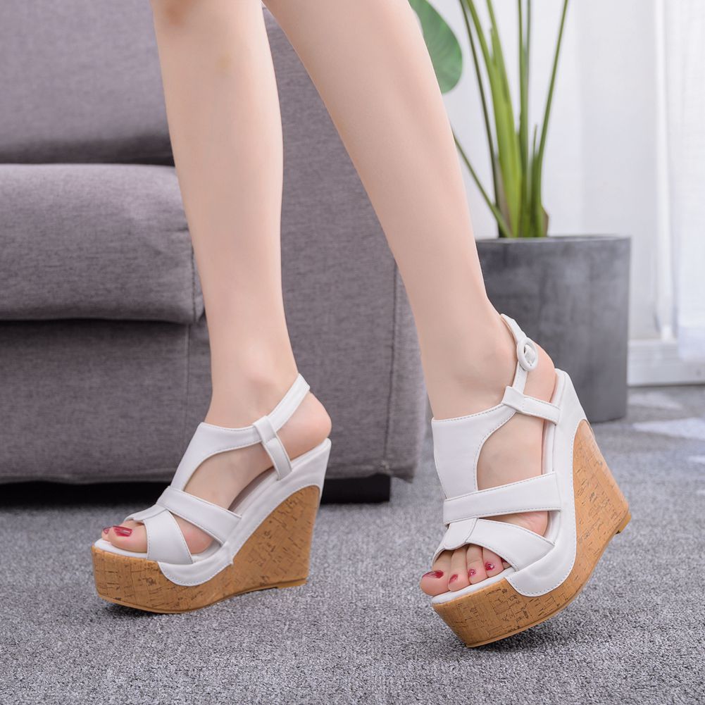 T-Strap Cork Wedge Sandals