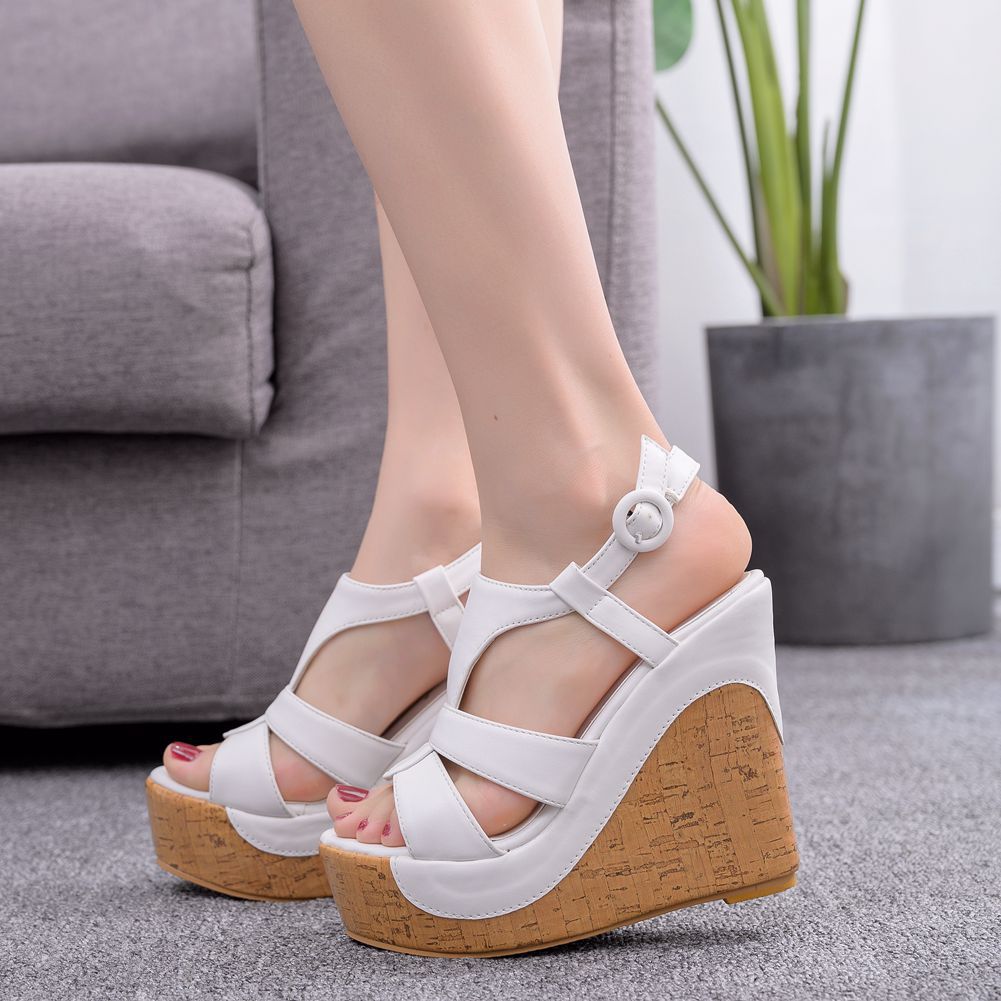 T-Strap Cork Wedge Sandals
