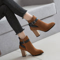 Buckle Strap Block Heel Ankle Boots
