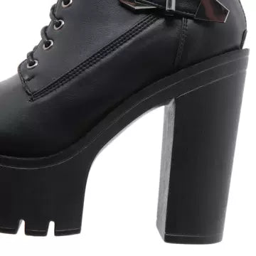 Women's High-Heel Platform Buckle Boots