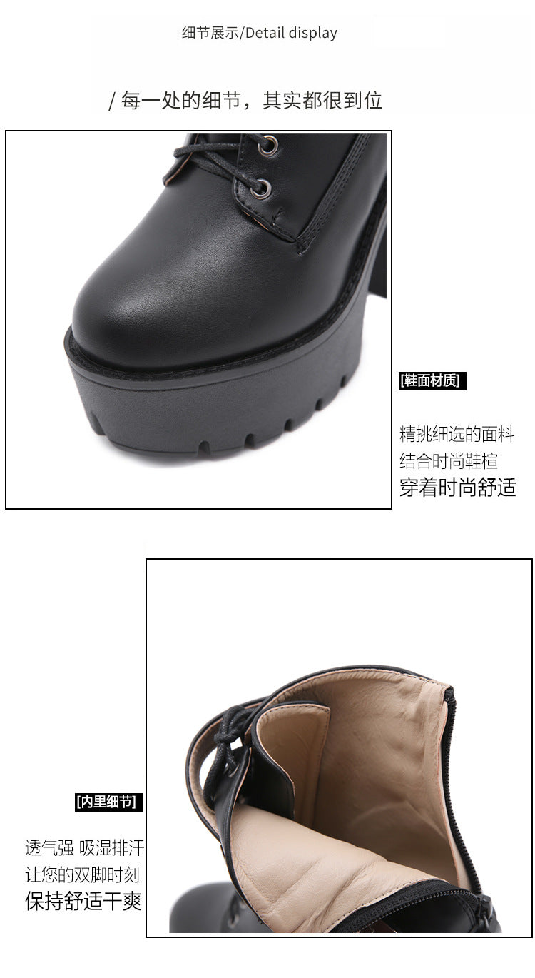 Women's High-Heel Platform Buckle Boots