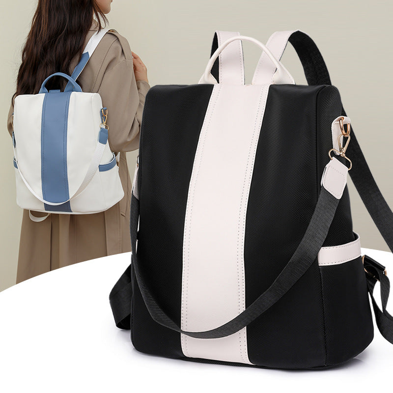 Two-Tone Stripe Anti-Theft Backpack