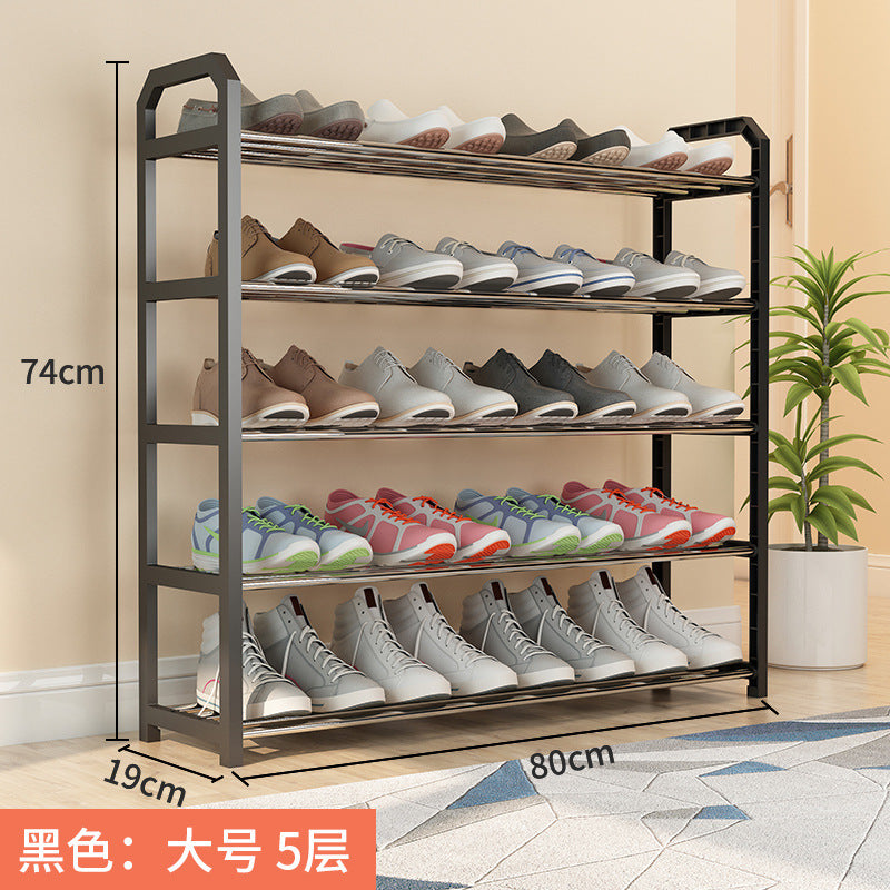 5-Tier Black Metal Shoe Rack
