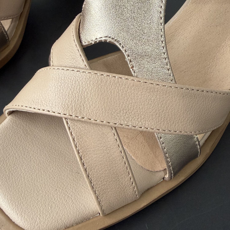 Women's Woven Cross-Strap Block Heel Sandals