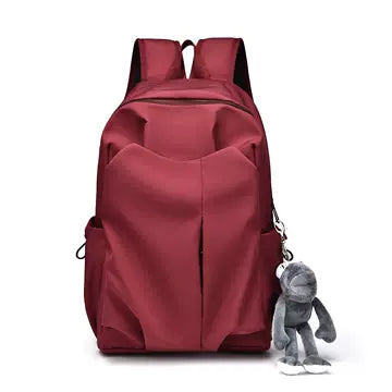 Minimalist Nylon Backpack with Bunny Charm