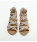 Cross-Strap Suede Wedge Sandal