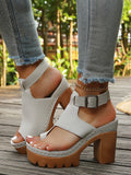 Toe Ring Lug Sole Block Heel Sandals