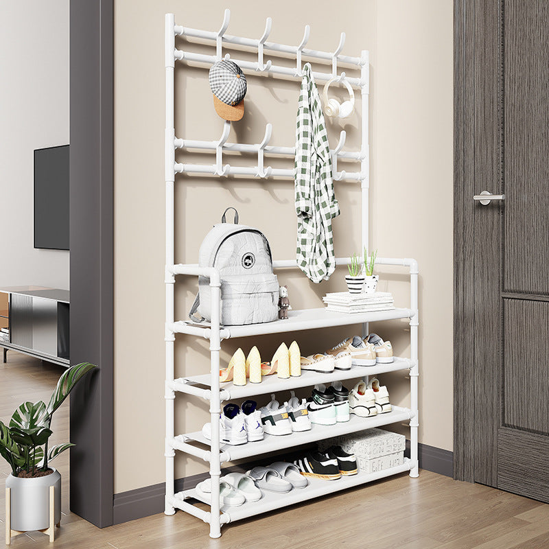 5-Tier Shoe Rack with Coat Hooks & Hat Stand