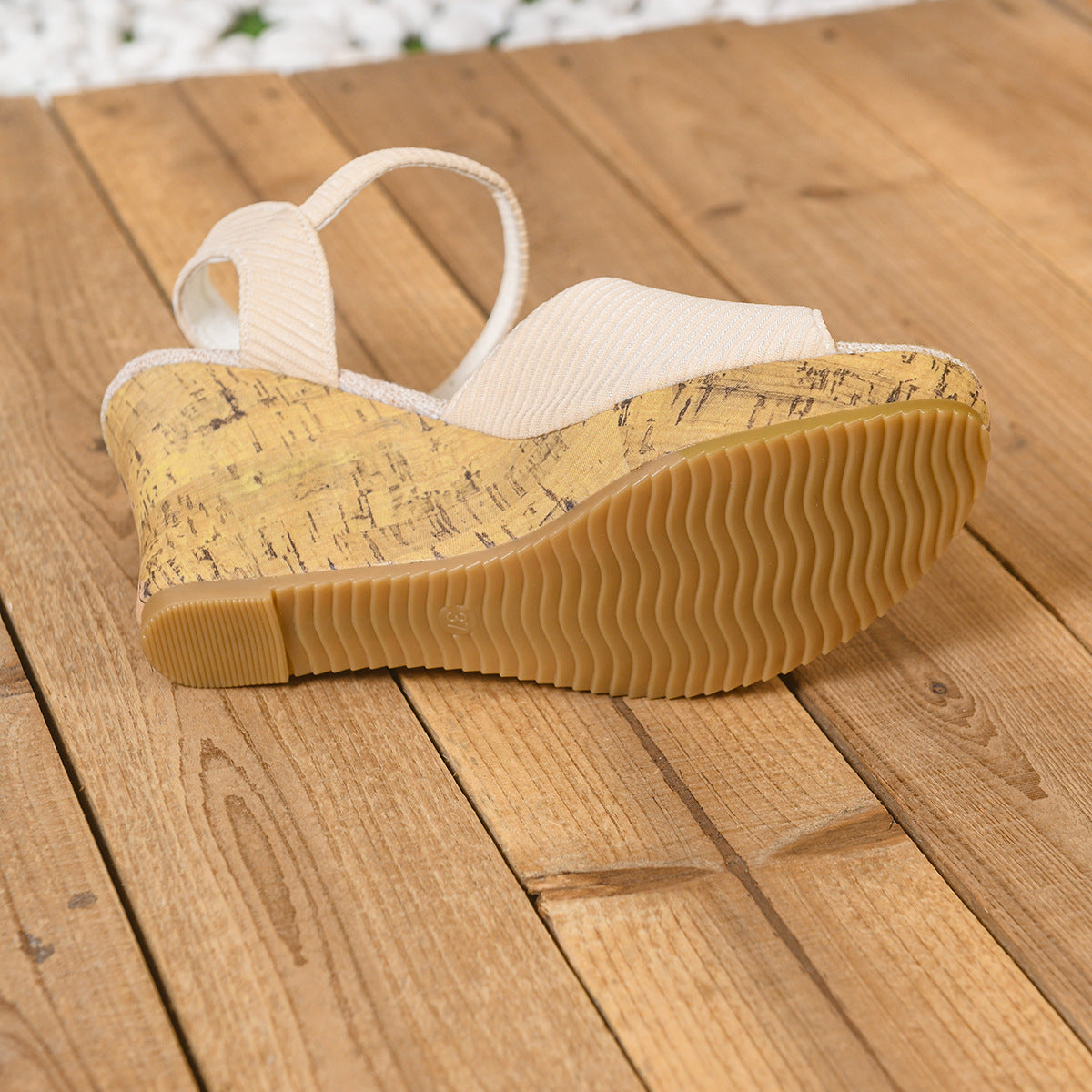 Bow Cork Wedge Sandals