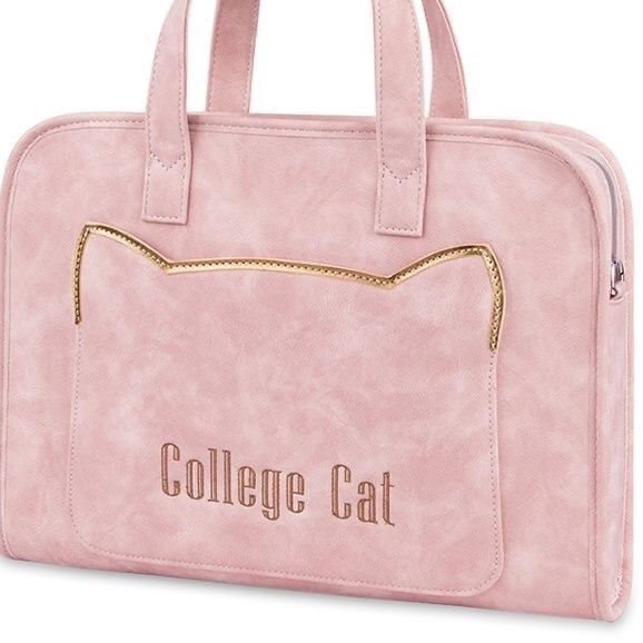 Cat Ear Laptop Bag – Suede Tote with Shoulder Strap