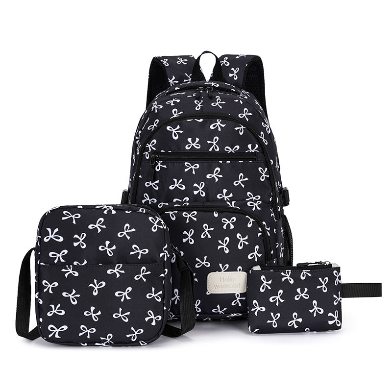 Girls 3-Piece Bow Print School Bag Set