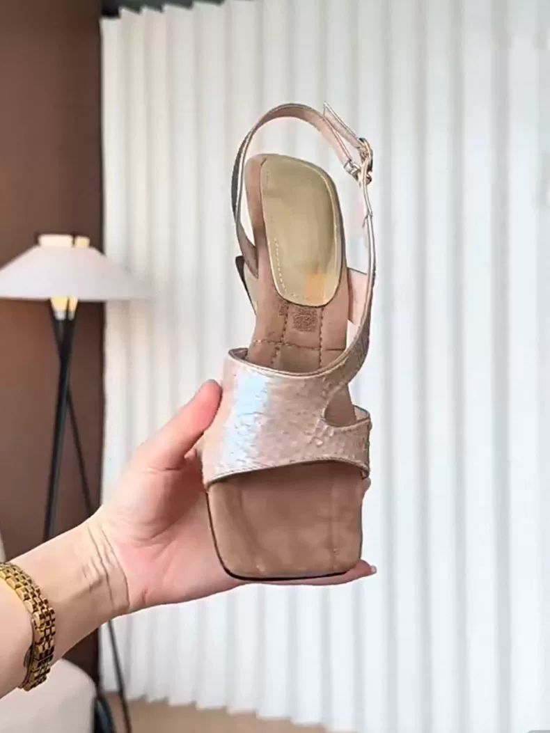 Snake-Embossed Slingback Sandals with Sculptural Heel