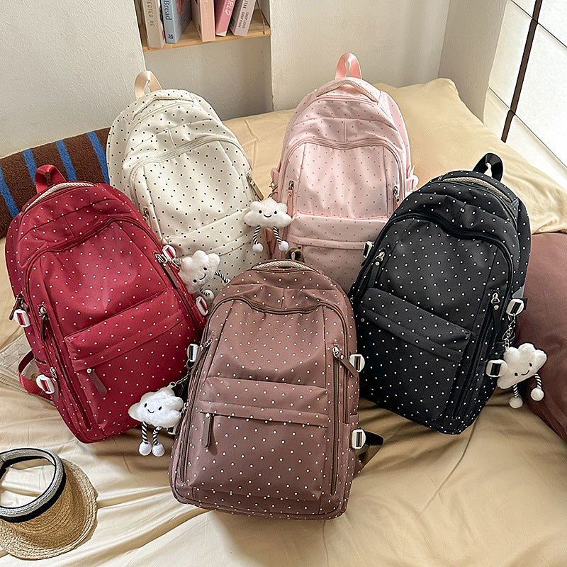 Polka Dot Backpack with Cloud Charm