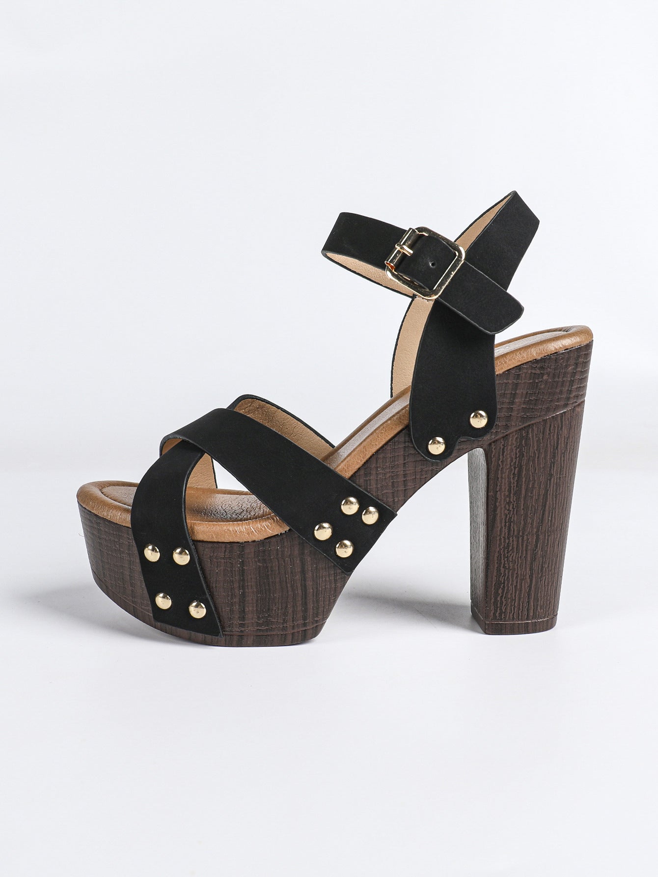 Studded Platform Block Heel Sandal