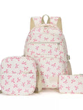 Girls 3-Piece Bow Print School Bag Set