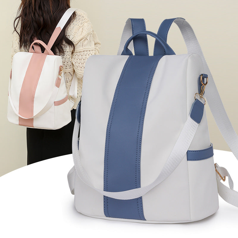 Two-Tone Stripe Anti-Theft Backpack