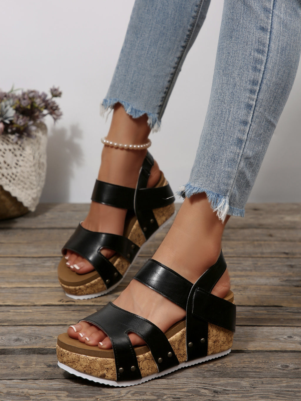 Women's Cork Wedge Platform Sandals