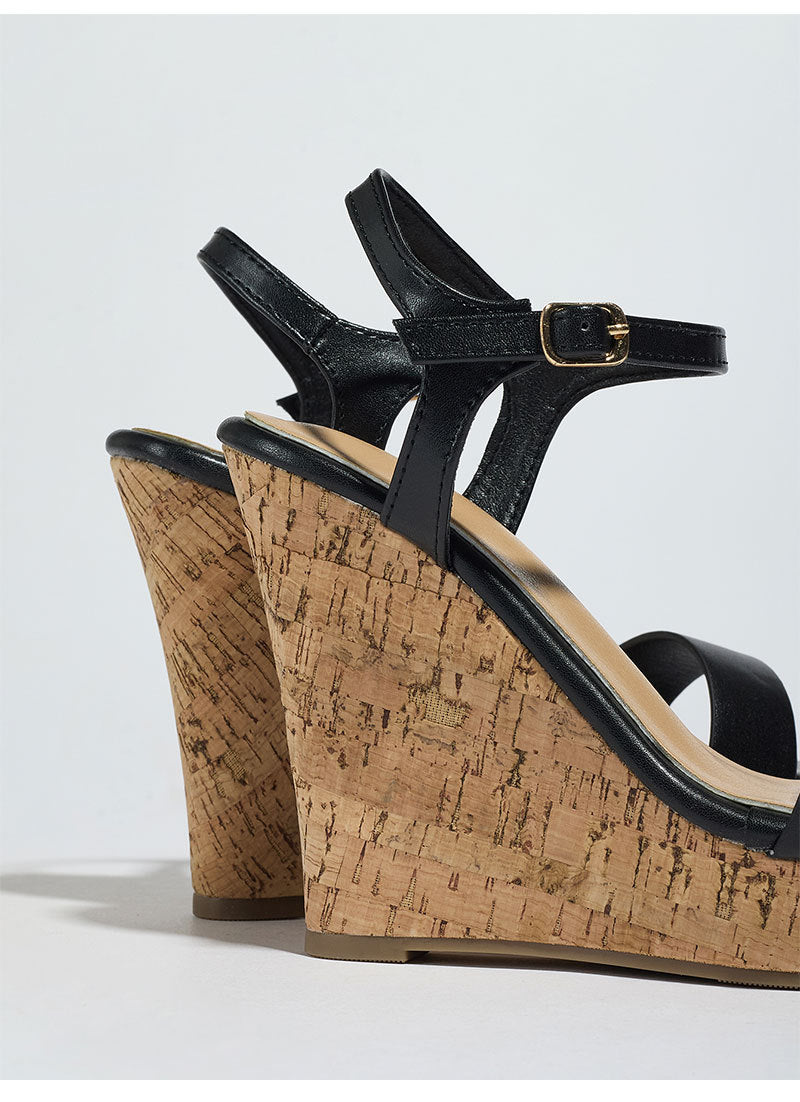 Ankle Strap Cork Wedge Sandals