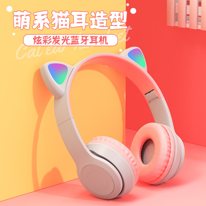 P47 Cat Ear LED Wireless Bluetooth Headphones