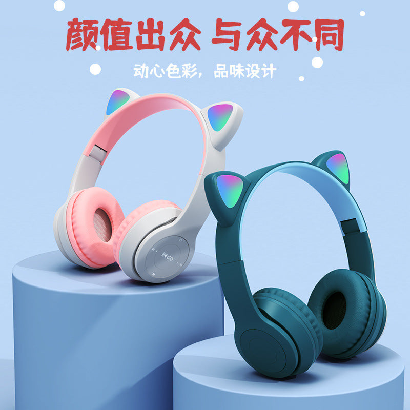 P47 Cat Ear LED Wireless Bluetooth Headphones