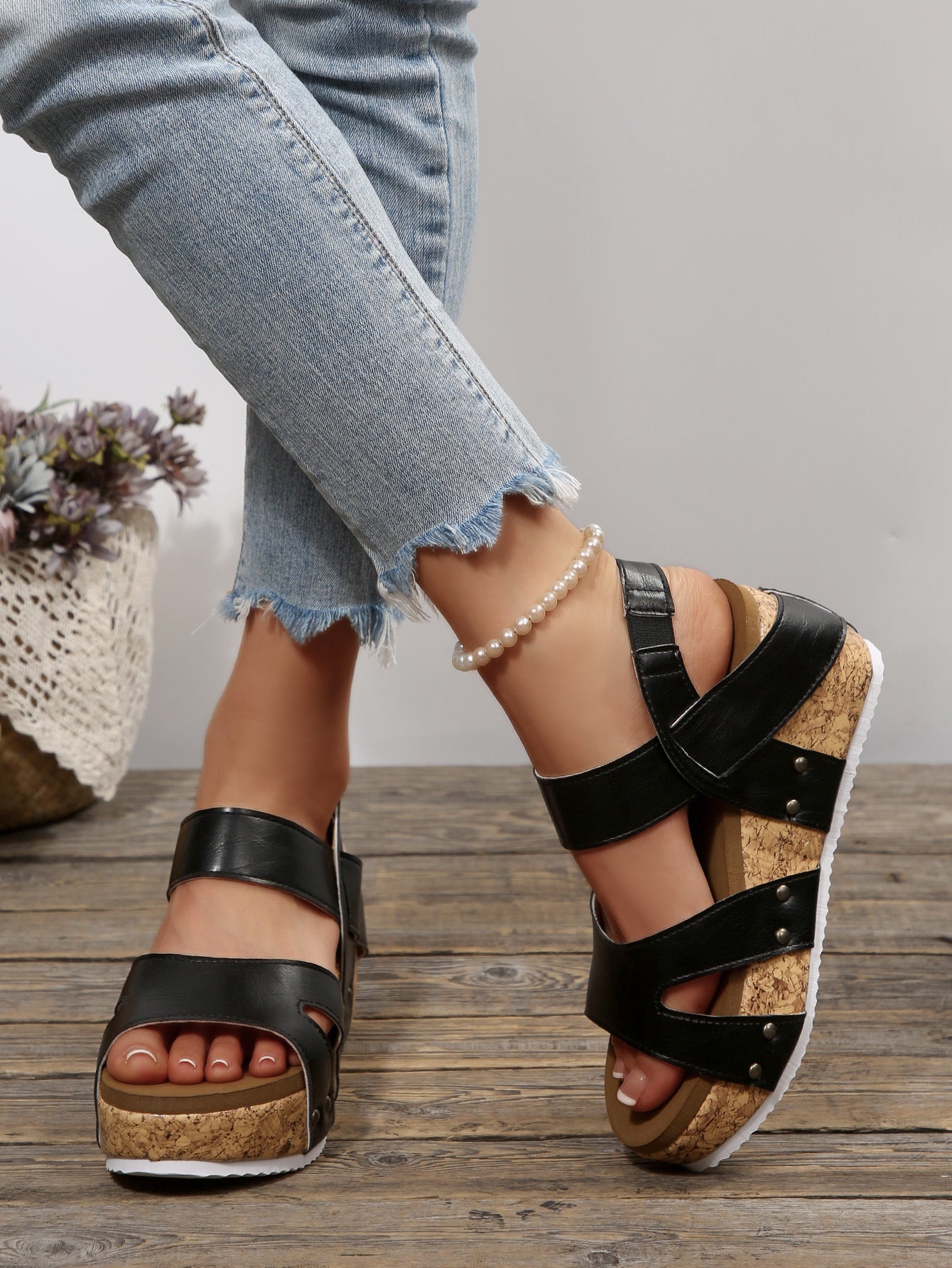 Women's Cork Wedge Platform Sandals