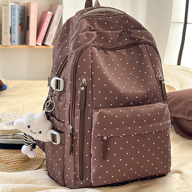 Polka Dot Backpack with Cloud Charm