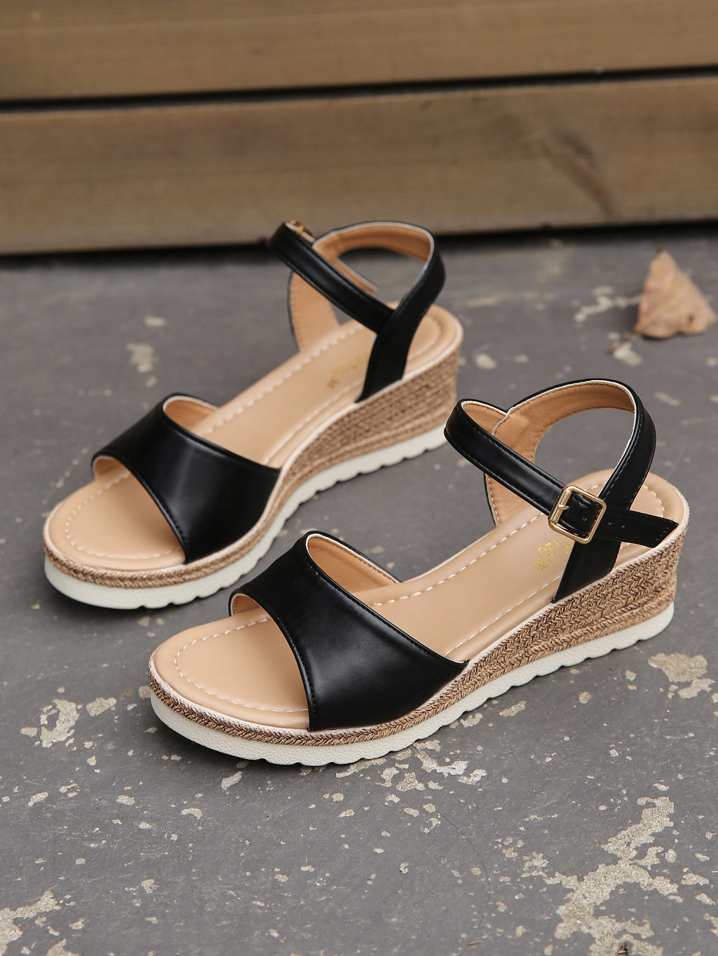 Single Strap Cork Wedge Sandals