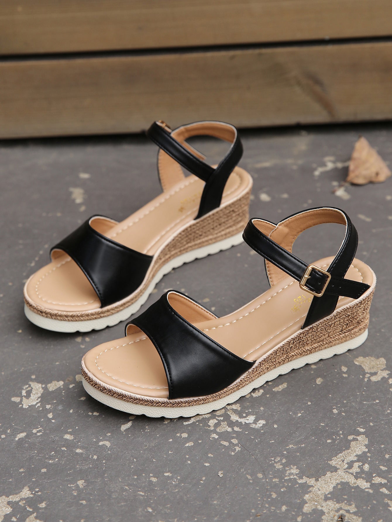 Single Strap Cork Wedge Sandals