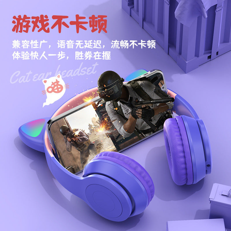 P47 Cat Ear LED Wireless Bluetooth Headphones