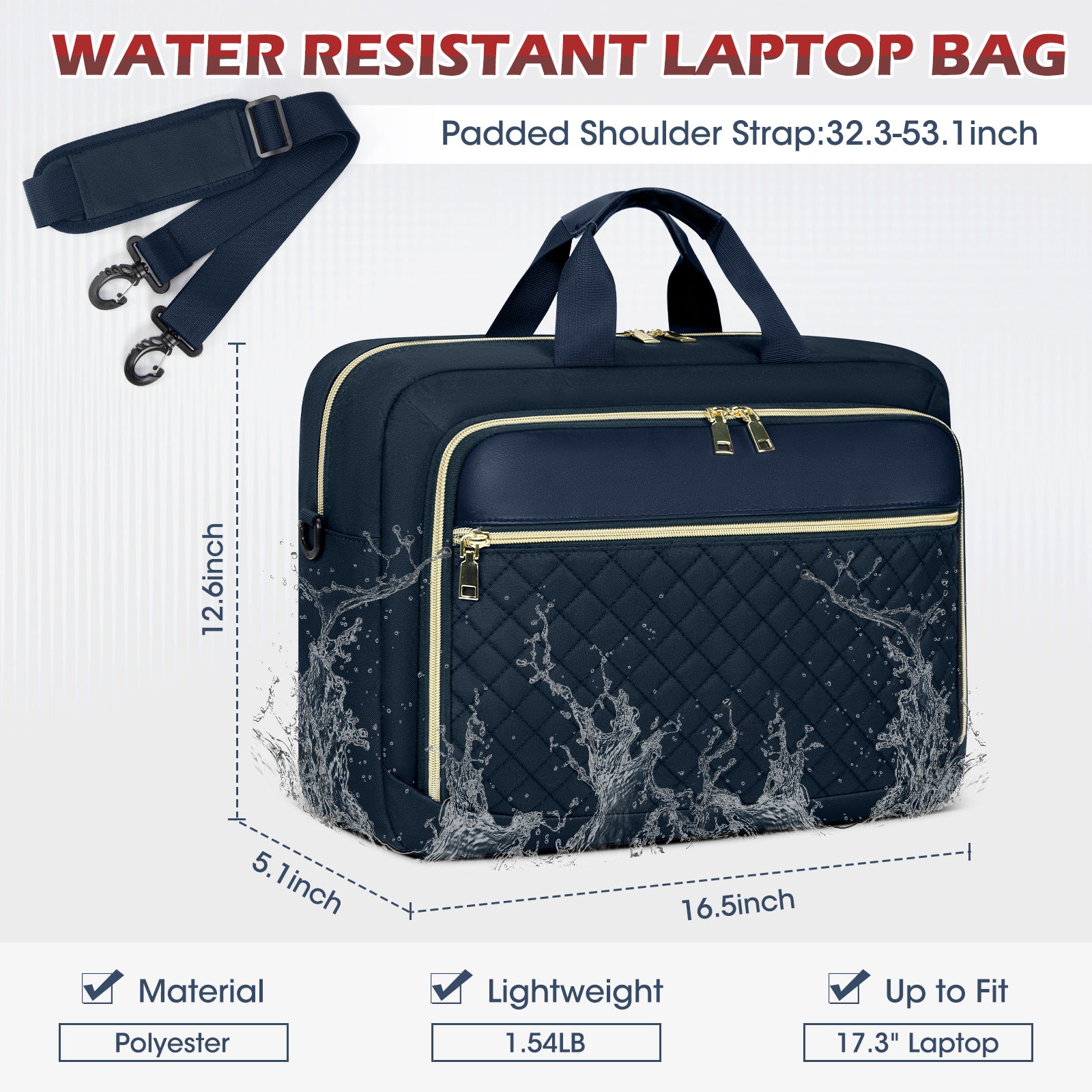 Water Resistant Quilted Laptop Bag