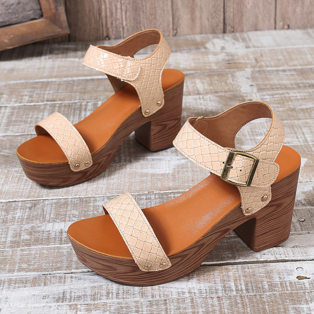 Retro Platform Block Heel Sandals