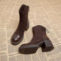 Women's Suede & Leather Mid-Calf Block Heel Boots