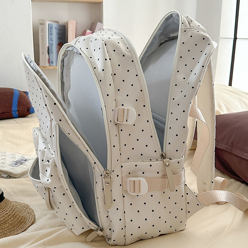 Polka Dot Backpack with Cloud Charm