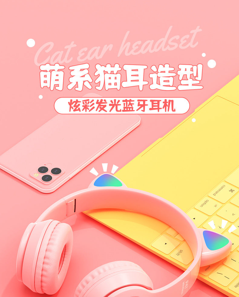 P47 Cat Ear LED Wireless Bluetooth Headphones