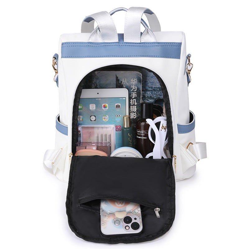 Two-Tone Stripe Anti-Theft Backpack
