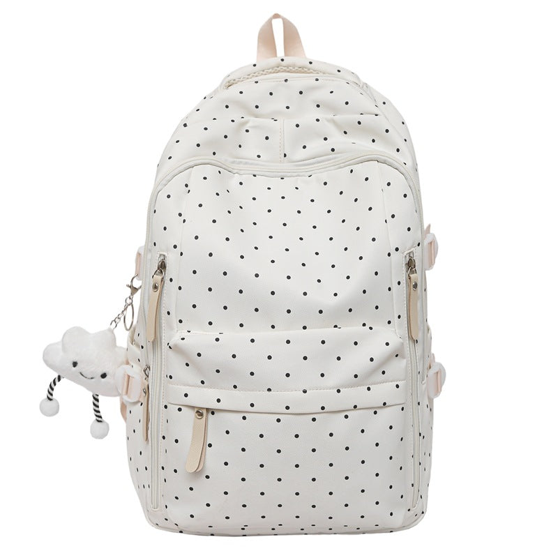Polka Dot Backpack with Cloud Charm