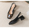 Gold Buckle Slingback Block Heels