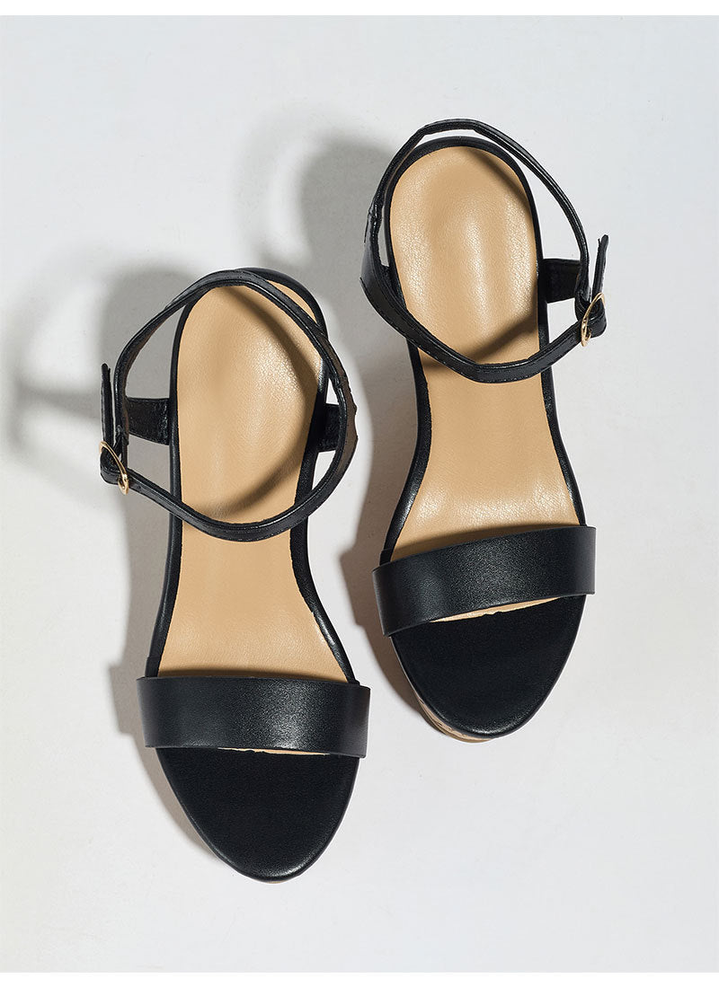 Ankle Strap Cork Wedge Sandals