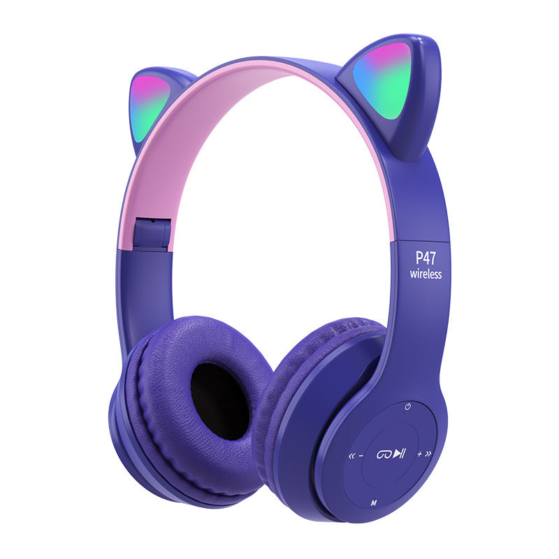 P47 Cat Ear LED Wireless Bluetooth Headphones
