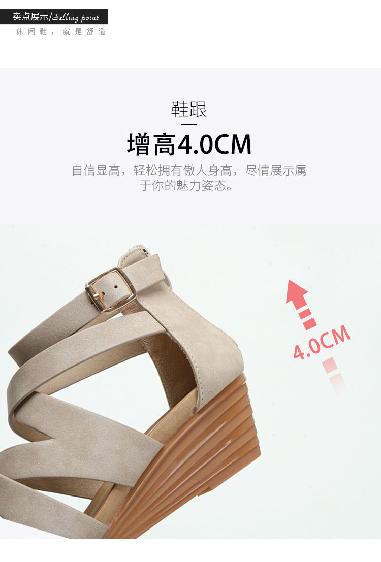Cross-Strap Suede Wedge Sandal