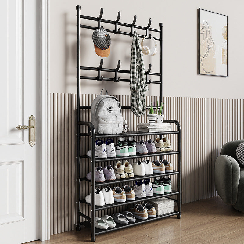 5-Tier Shoe Rack with Coat Hooks & Hat Stand