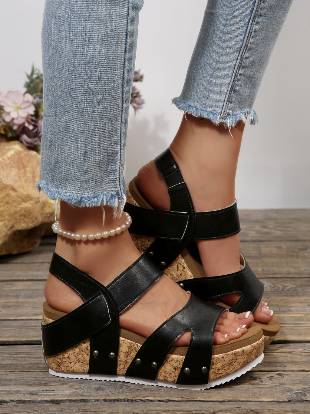 Women's Cork Wedge Platform Sandals