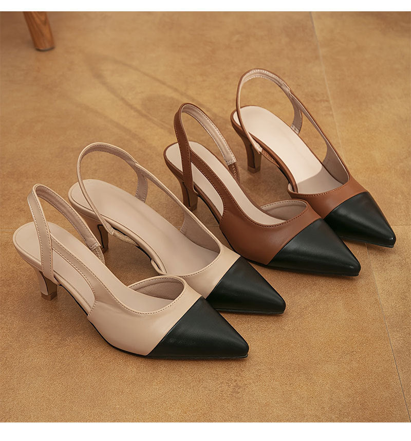 Brown Mesh Knit Sock Slingback Heels