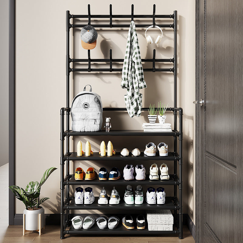 5-Tier Shoe Rack with Coat Hooks & Hat Stand