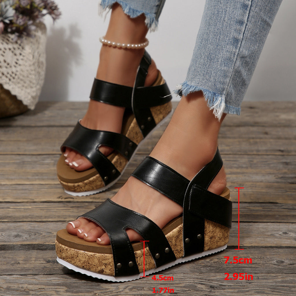 Women's Cork Wedge Platform Sandals