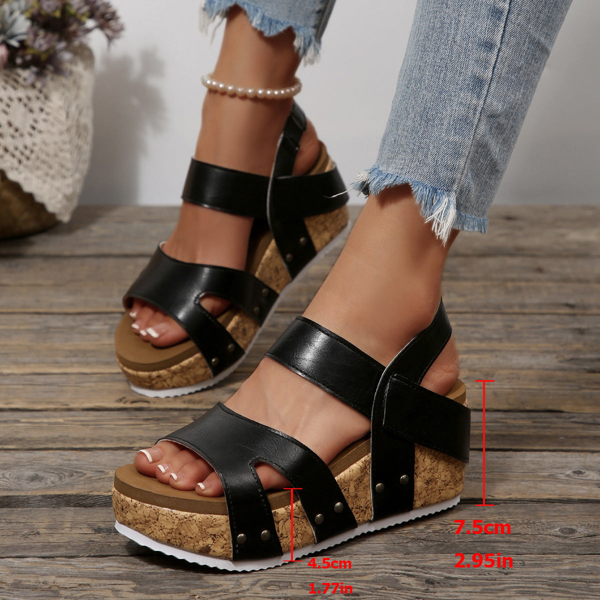 Women's Cork Wedge Platform Sandals