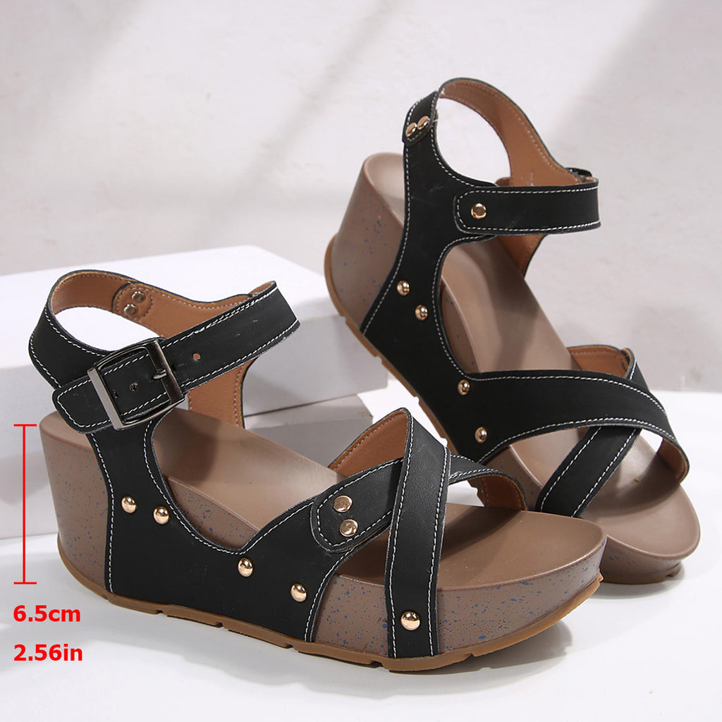 Women's Cross-Strap Wedge Sandals