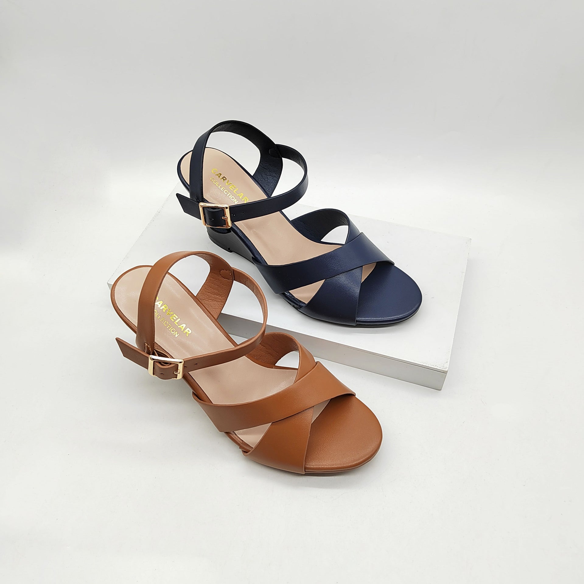 Braided Toe Band Low Wedge Sandal