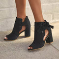 Bow Block Heel Peep-Toe Bootie
